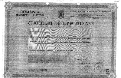 URB RULMENTI S.A.-Registration Certificate translated